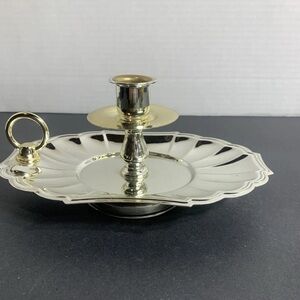 Vintage HOMCO brass like taper candle holder with handle